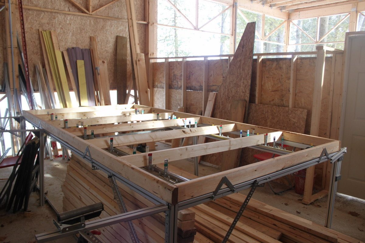 Framing table during construction